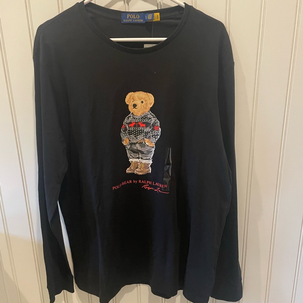Men’s Polo RalphLauren Black, long sleeve shirt, size large with polo bear logo - Picture 5 of 5